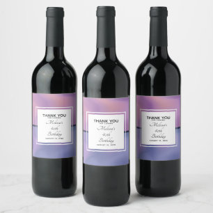 Étiquette Pour Bouteilles De Vin Anniversaire Abstrait moderne violet et rose