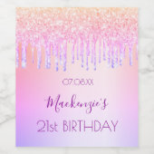 Étiquette Pour Bouteilles De Vin Anniversaire arc-en-ciel rose or parties scintilla (Étiquettes simples)