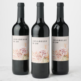 Étiquette Pour Bouteilles De Vin Anniversaire bohème moderne pastel floral