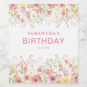 Étiquette Pour Bouteilles De Vin Anniversaire botanique rose élégant (Étiquettes simples)