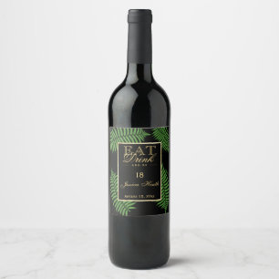 Étiquette Pour Bouteilles De Vin Anniversaire chic élégant de fougère