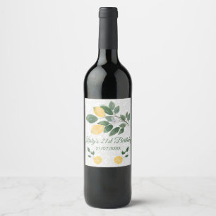 Étiquette Pour Bouteilles De Vin Anniversaire Citrons Siciliens Aquarelle