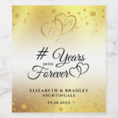 Étiquette Pour Bouteilles De Vin Anniversaire Coeurs d'or # ANNÉES EN FOREVER (Étiquettes simples)