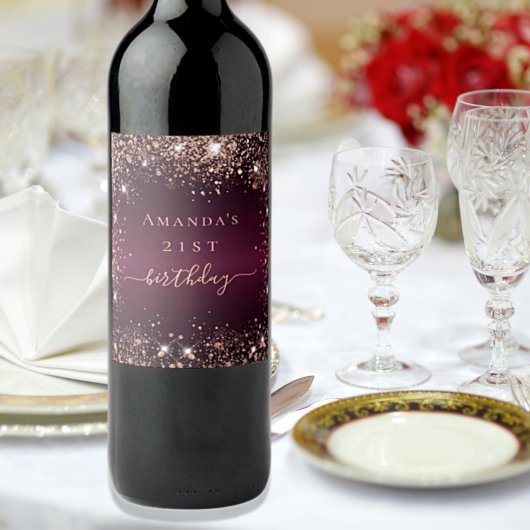Étiquette Pour Bouteilles De Vin Anniversaire de la Bourgogne rose