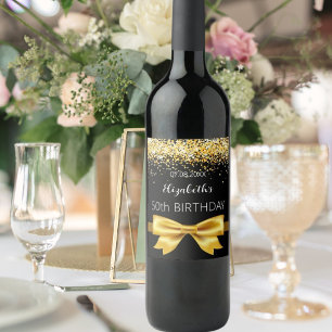 Étiquette Pour Bouteilles De Vin Anniversaire de l'arc en or noir