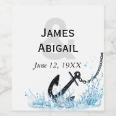 Étiquette Pour Bouteilles De Vin Anniversaire de l'eau Ancre nautique (Étiquettes simples)