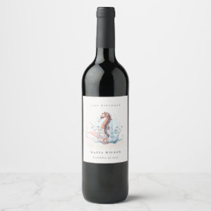 Étiquette Pour Bouteilles De Vin Anniversaire de tout âge Licorne de mer sous-marin