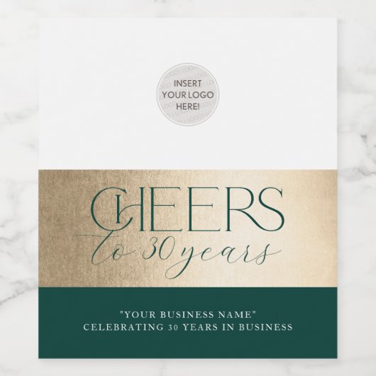Étiquette Pour Bouteilles De Vin ANNIVERSAIRE D'ENTREPRISE élégant vert or affaires (Étiquettes simples)