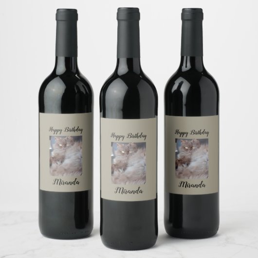 Étiquette Pour Bouteilles De Vin Anniversaire des chats (Bouteilles)