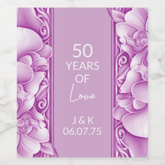 Étiquette Pour Bouteilles De Vin Anniversaire des Orchidées Mariages (Étiquettes simples)