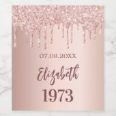 Étiquette Pour Bouteilles De Vin Anniversaire fête année né rose or parties scintil (Étiquettes simples)
