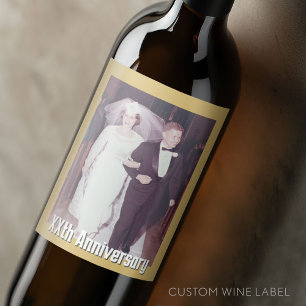 Étiquette Pour Bouteilles De Vin Anniversaire mariage avec photo et frontière