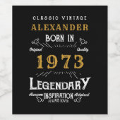 Étiquette Pour Bouteilles De Vin Anniversaire personnalisé 1973 Ajouter Votre Nom L (Étiquettes simples)