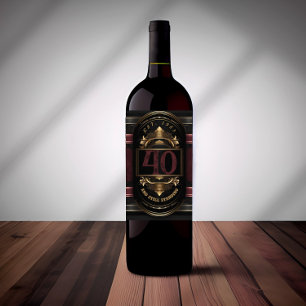 Étiquette Pour Bouteilles De Vin Anniversaire personnalisé Vintage Black Gold Burga