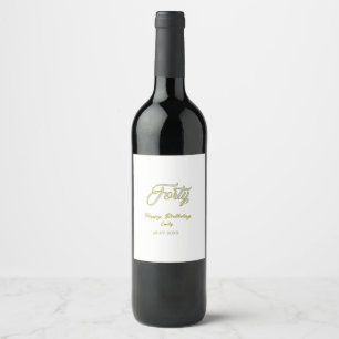 Étiquette Pour Bouteilles De Vin anniversaire quarante ans nom date bleu vert paste