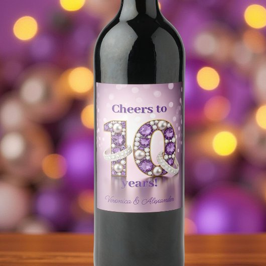 Étiquette Pour Bouteilles De Vin Anniversaire radiant 10e Gemstone & Diamond Rings