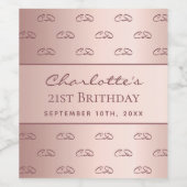 Étiquette Pour Bouteilles De Vin Anniversaire rose or monogramme initiales script (Étiquettes simples)