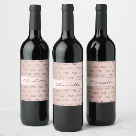 Étiquette Pour Bouteilles De Vin Anniversaire rose or monogramme motif initiales no (Bouteilles)