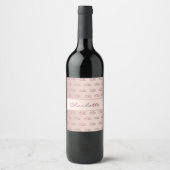 Étiquette Pour Bouteilles De Vin Anniversaire rose or monogramme motif initiales no (Devant)