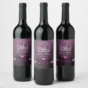 Étiquette Pour Bouteilles De Vin Anniversaire Roses & Pétales Romantiques Gothiques
