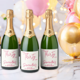 Étiquette Pour Bouteilles De Vin Anniversaire Tendance Rose Parle Trente Ans 30