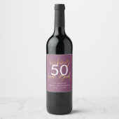 Étiquette Pour Bouteilles De Vin Anniversaire violet et or simple élégant moderne (Devant)