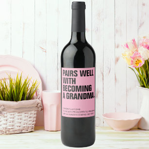 Étiquette Pour Bouteilles De Vin Annonce de grossesse de mamie bien rigolote