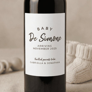 Étiquette Pour Bouteilles De Vin Annonce de la Date Prévue de Naissance Minimaliste