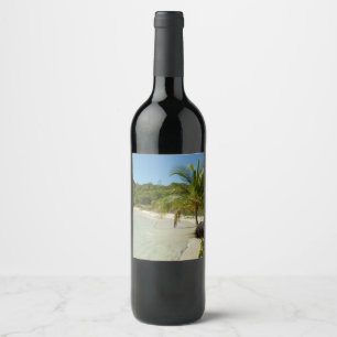 Étiquette Pour Bouteilles De Vin Antiguan Beach Beautiful Tropical Landscape