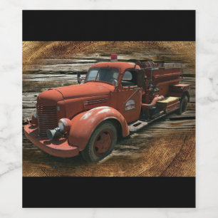 Étiquette Pour Bouteilles De Vin Antique Fire Truck Vintage Fire
