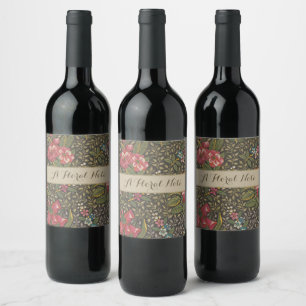 Étiquette Pour Bouteilles De Vin Antique Toile de Jouy motif floral français