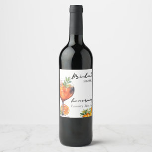 Étiquette Pour Bouteilles De Vin Aperol Spritz Orange Réception de Mariage Moderne