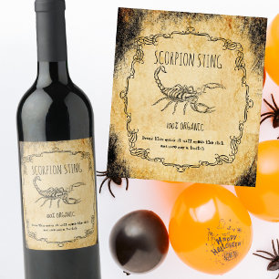 Étiquette Pour Bouteilles De Vin Apothécaire halloween vintage scorpions