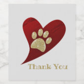 Étiquette Pour Bouteilles De Vin Appréciation de l'Empreinte de patte Merci Red Hea (Étiquettes simples)
