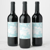 Étiquette Pour Bouteilles De Vin Aqua, Abstrait, Boho Style (Bouteilles)