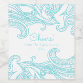 Étiquette Pour Bouteilles De Vin Aqua, Abstrait, Boho Style (Étiquettes simples)