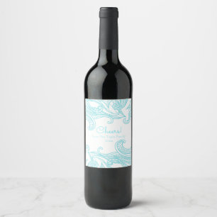Étiquette Pour Bouteilles De Vin Aqua, Abstrait, Boho Style