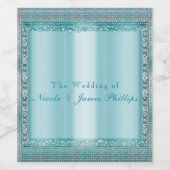 Étiquette Pour Bouteilles De Vin Aqua Turquoise Blue & Silver Diamond Bling Étiquet (Étiquettes simples)