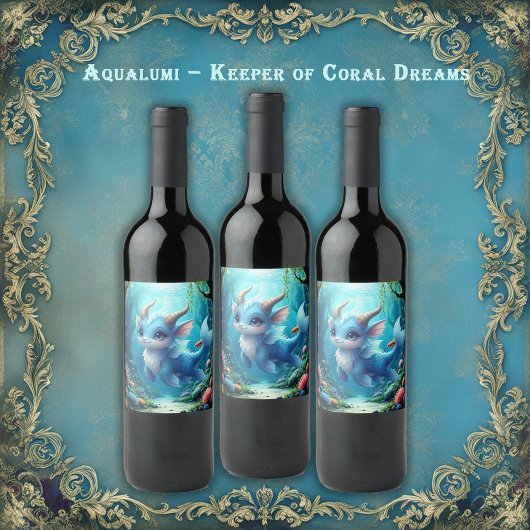 Étiquette Pour Bouteilles De Vin Aqualumi – Keeper of Coral Dreams. 