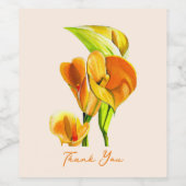 Étiquette Pour Bouteilles De Vin Aquarelle à fleurs de calla (Étiquettes simples)