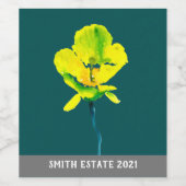 Étiquette Pour Bouteilles De Vin Aquarelle abstraite de fleurs jaunes (Étiquettes simples)