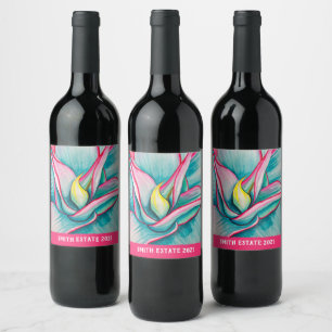 Étiquette Pour Bouteilles De Vin Aquarelle agave succulente art