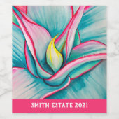 Étiquette Pour Bouteilles De Vin Aquarelle agave succulente art (Étiquettes simples)