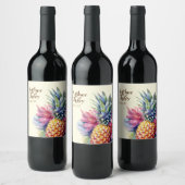 Étiquette Pour Bouteilles De Vin Aquarelle Ananas Nom et Date (Bouteilles)