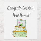 Étiquette Pour Bouteilles De Vin Aquarelle Bagages Nouveau Accueil (Étiquettes simples)