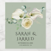 Étiquette Pour Bouteilles De Vin Aquarelle Blanc Calla Lilies (Étiquettes simples)