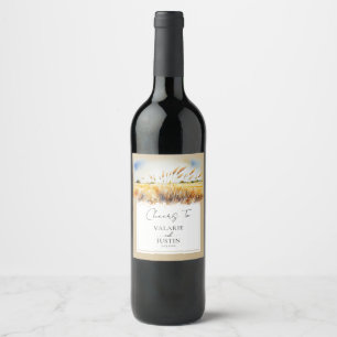 Étiquette Pour Bouteilles De Vin Aquarelle Blé Western Mariage Étiquette de vin
