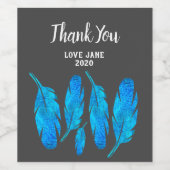 Étiquette Pour Bouteilles De Vin Aquarelle bleu (Étiquettes simples)