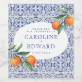 Étiquette Pour Bouteilles De Vin Aquarelle bleu Mariage méditerranéen (Étiquettes simples)