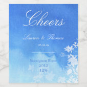 Étiquette Pour Bouteilles De Vin Aquarelle bleue Ciel et feuillage (Étiquettes simples)